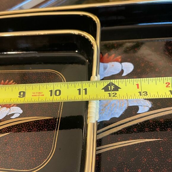 Set of 3 Black Asahi Laquer Ware Serving Trays - Picture 5 of 6